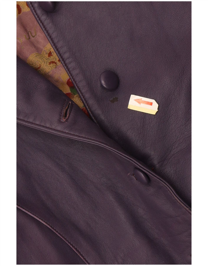 Vintage mujer crop chaqueta de cuero Reino Unido 10 pequeño púrpura