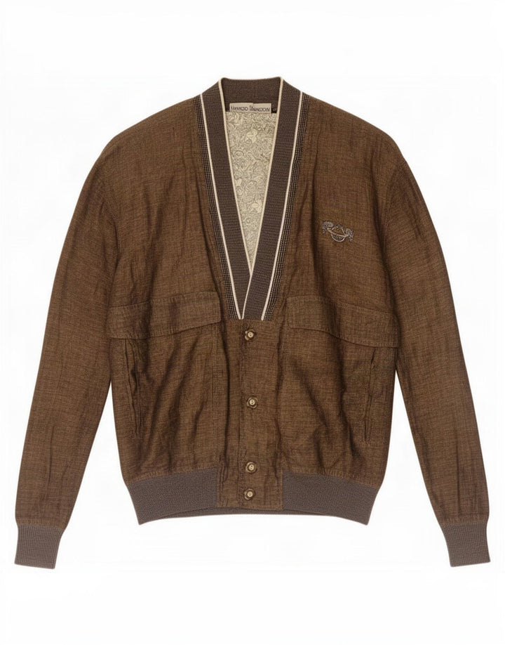 Umberto Bilancioni Chaqueta Bomber Hombre IT 48 Lino Caqui Mediano