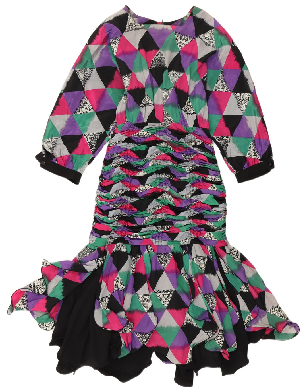 Vestido vintage de sirena para mujer IT 42 Medio multicolor geométrico