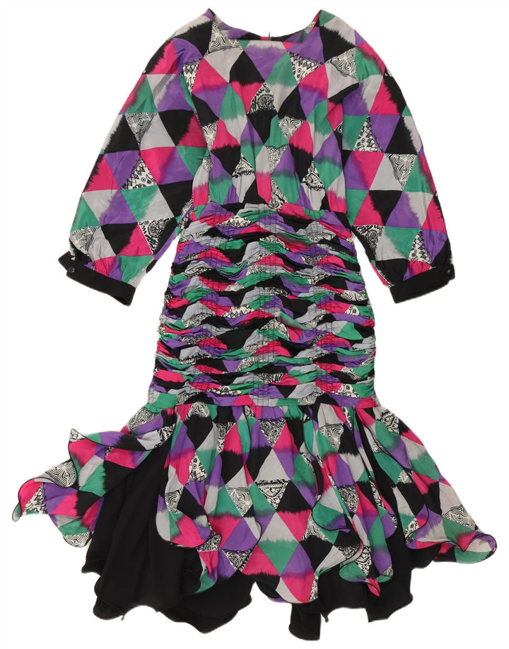 Vestido vintage de sirena para mujer IT 42 Medio multicolor geométrico