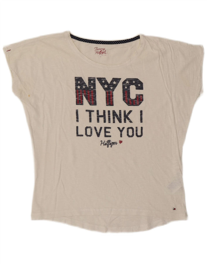 TOMMY HILFIGER Camiseta gráfica extragrande para mujer UK 10 Small White