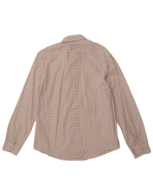 BEN SHERMAN Camisa de hombre mediana de algodón con lunares blancos