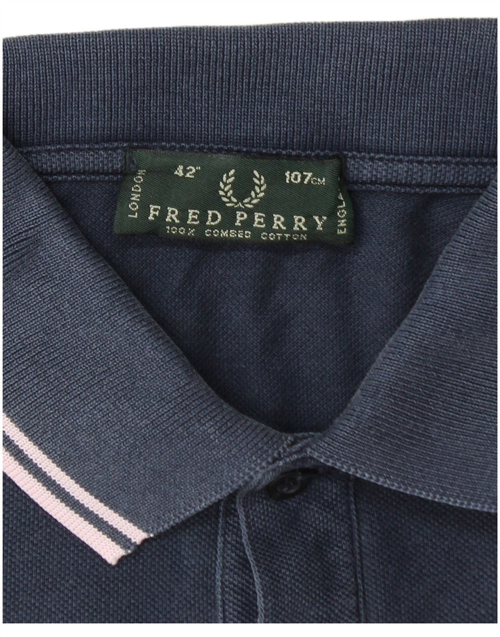 FRED PERRY Polo para hombre de algodón azul marino medio