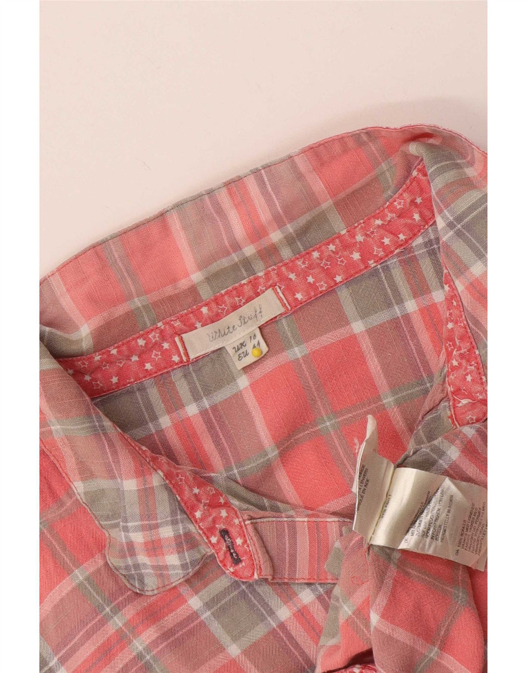 Camisa de mujer White Stuff UK 46 de algodón a cuadros rosas grandes