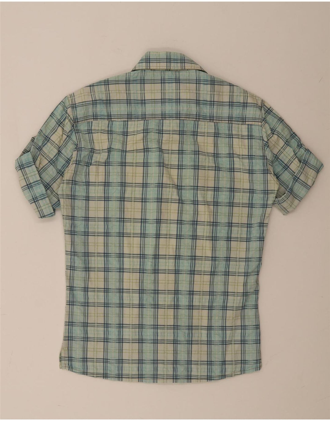 Dolce & Gabbana Hombre Camisa Manga Corta Cuadros Azul Medio