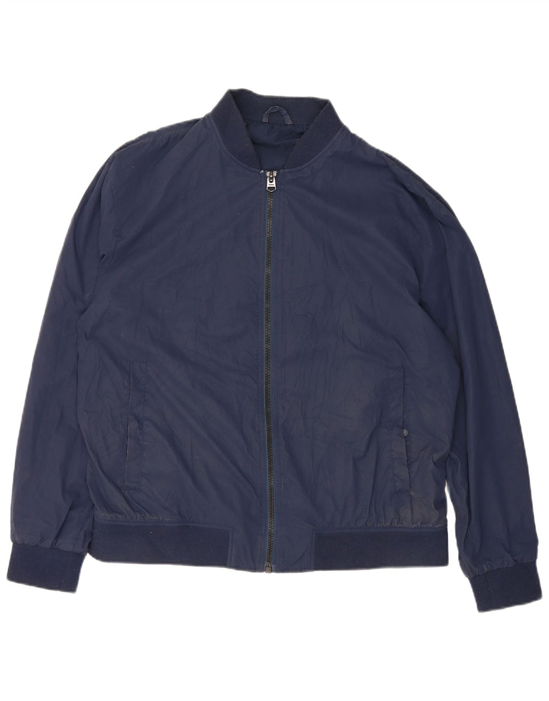 Zara Hombre Cazadora Bomber UK 42 XL Azul Marino Poliéster