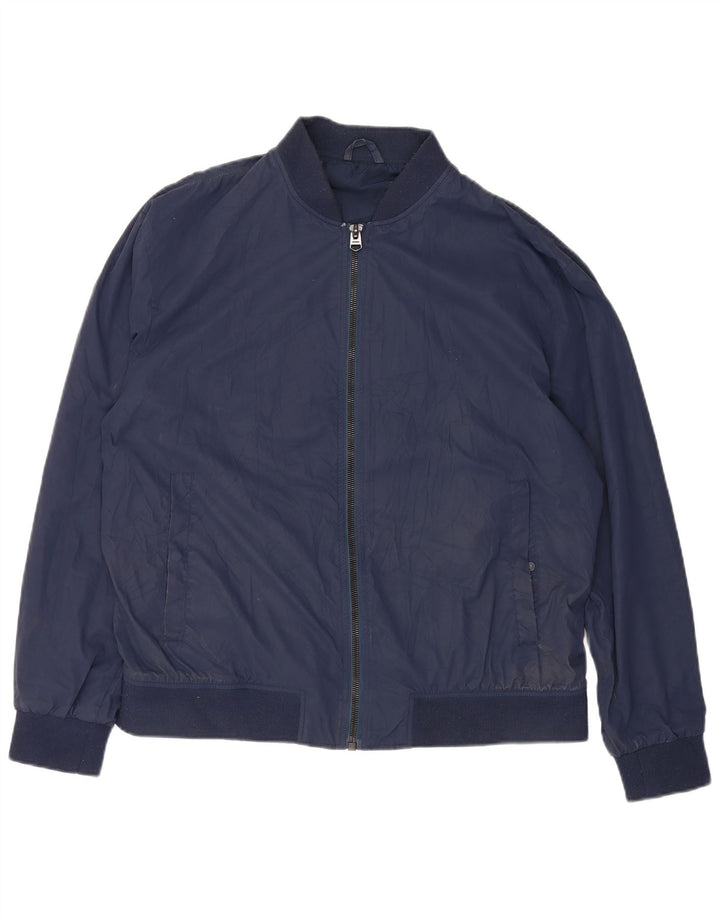 Zara Hombre Cazadora Bomber UK 42 XL Azul Marino Poliéster