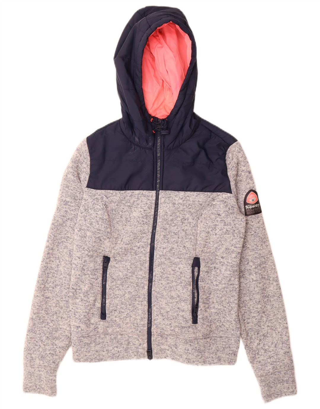 Superdry Mujer Sudadera con capucha y cremallera UK 40 Poliéster color block gris medio