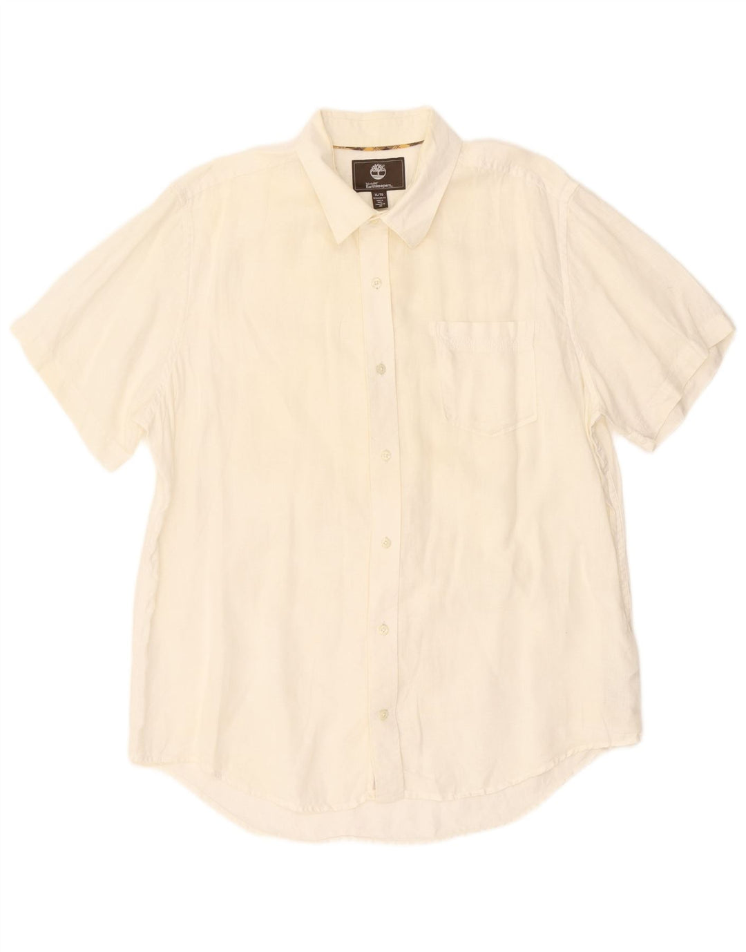 Timberland Camisa de Manga Corta Regular Fit para Hombre XL Off White Linen