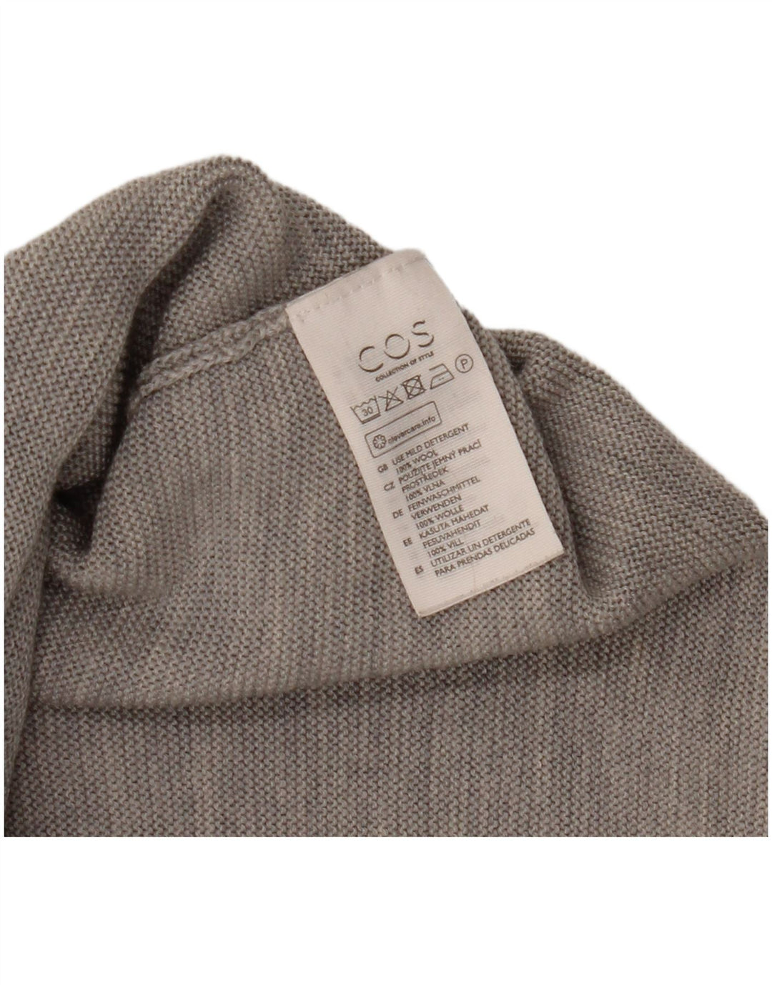 COS Suéter tipo jersey para mujer con manga 3/4 y cuello barco UK 10 Small Grey Wool