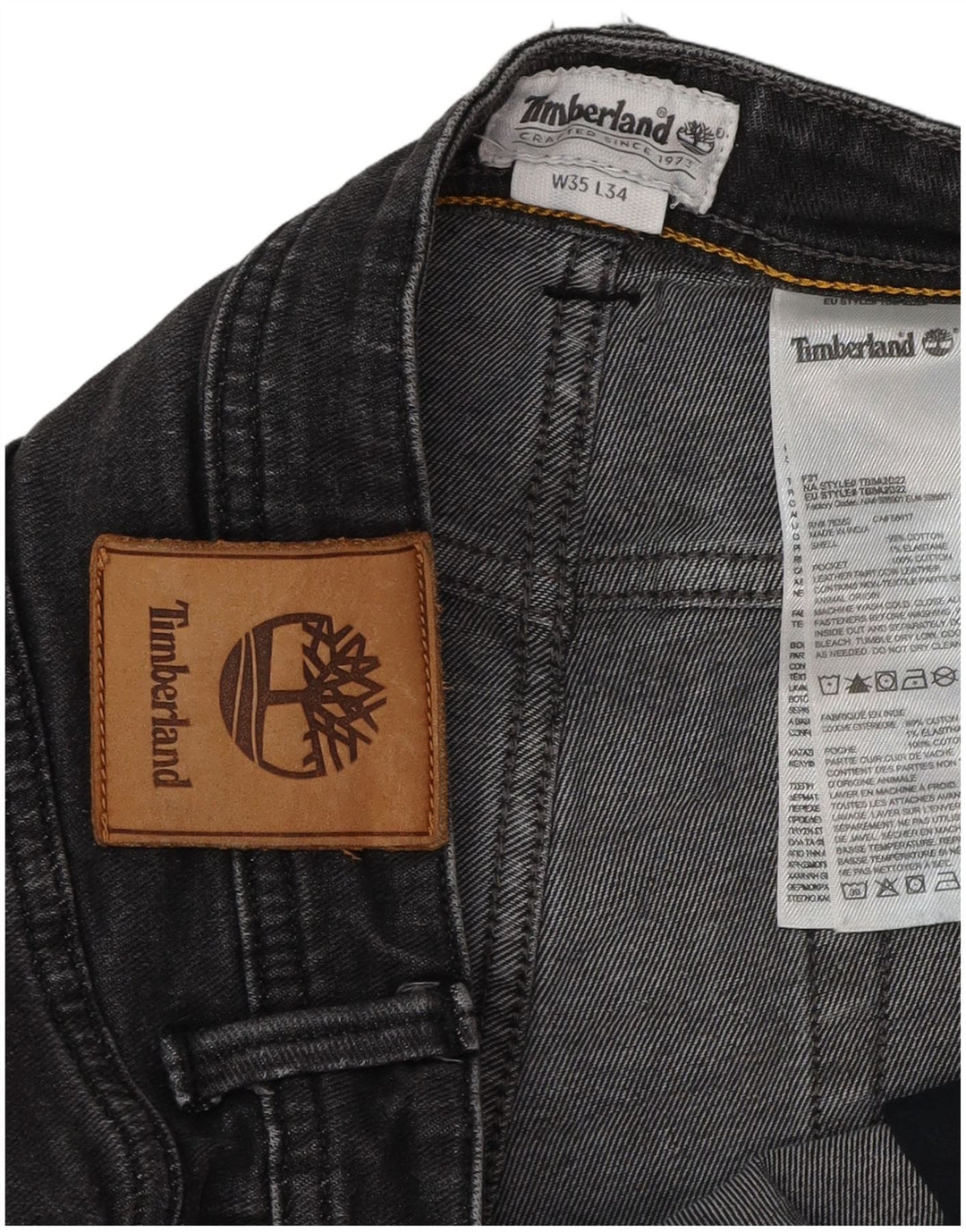 Timberland Jeans rectos para hombre W35 L29 Algodón negro