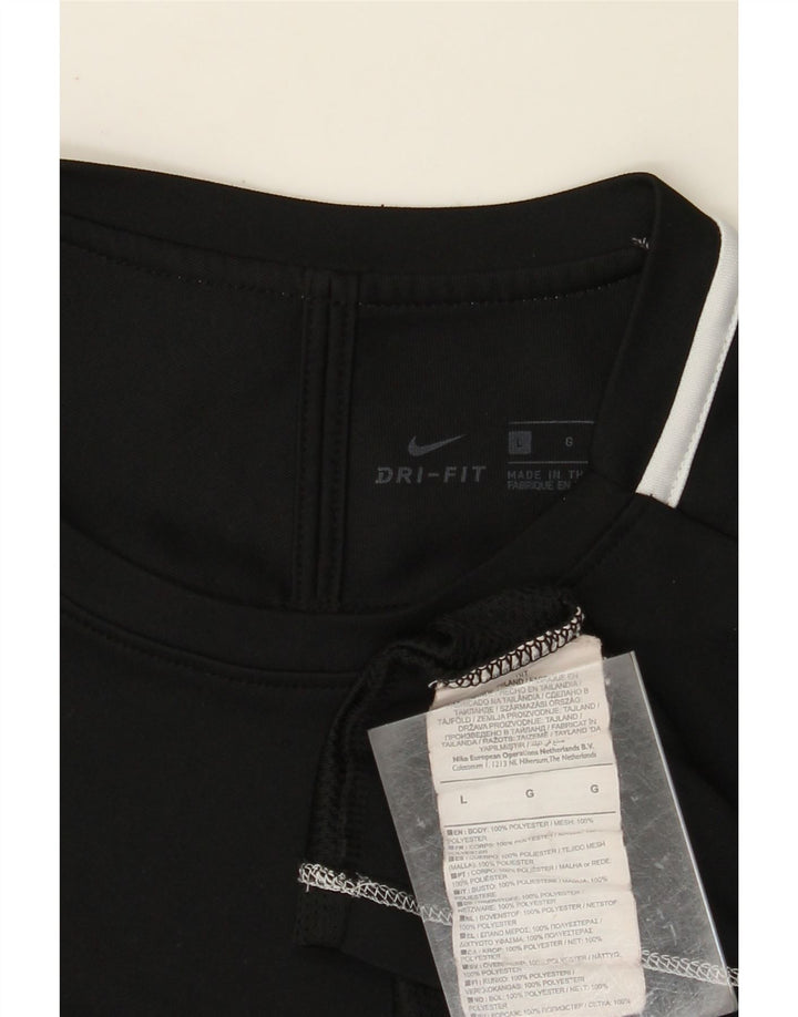 NIKE Camiseta Dri Fit para Mujer UK 40 Grande Negro Colorblock Poliéster