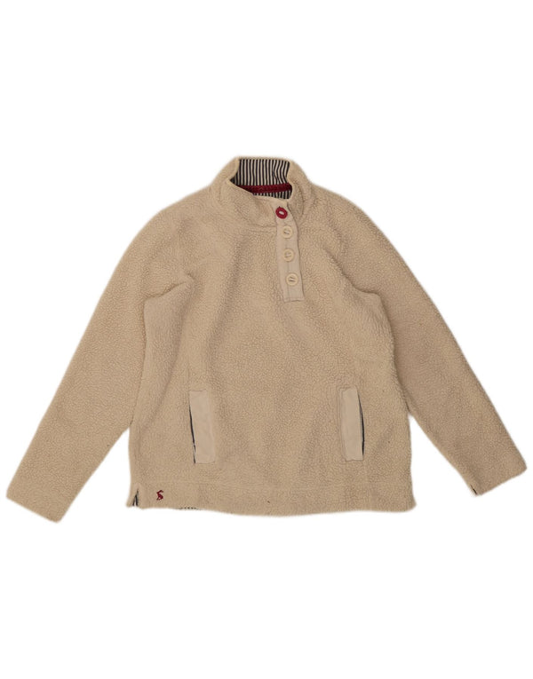 Jersey de forro polar con cuello de botón para mujer Joules UK 12 Medium Off White