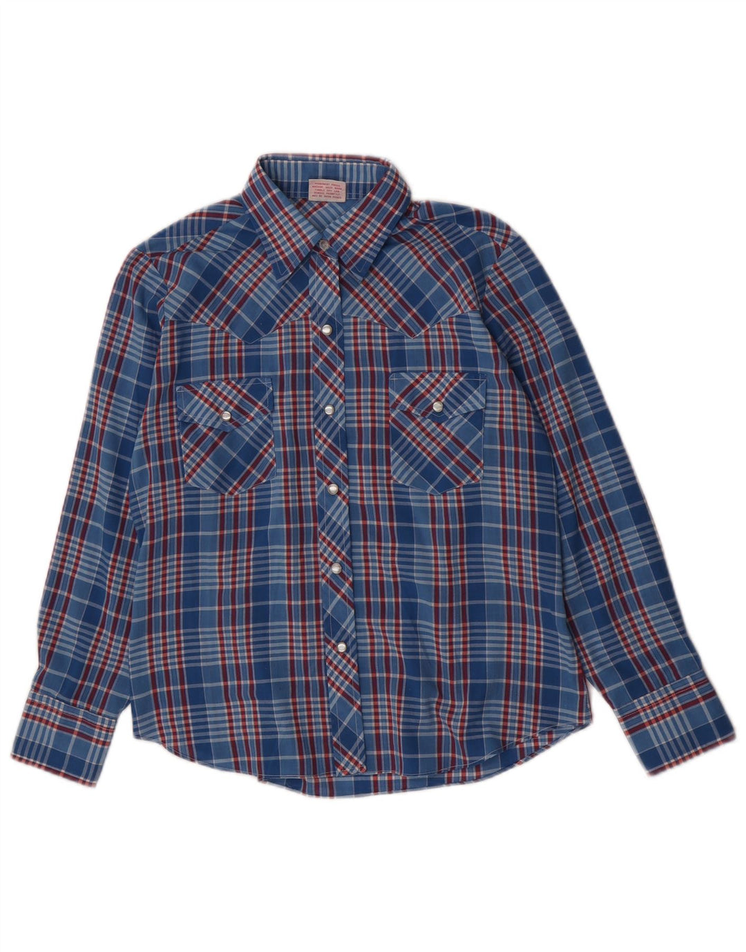 Amy Barr Camisa occidental para mujer Talla 36 Poliéster a cuadros azul pequeño