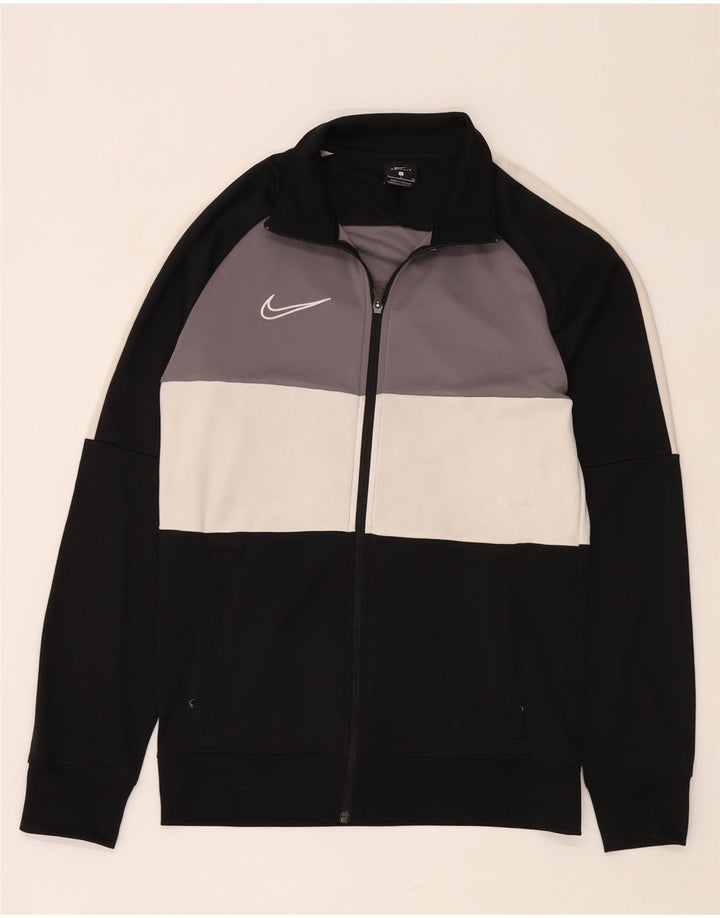 Nike Hombre Dri Fit Chándal Top Chaqueta Pequeña Negro Colorblock Poliéster