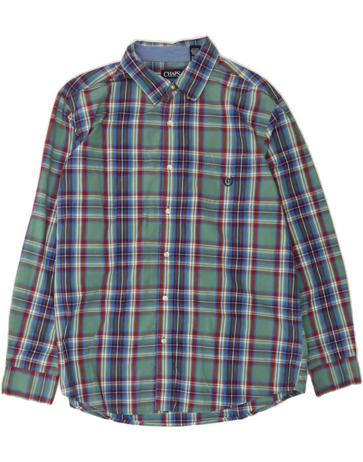 CHAPS Mens Big & Tall Shirt XL Green Plaid Cotton Vintage Chaps and Second-Hand Chaps from Messina Hembry 