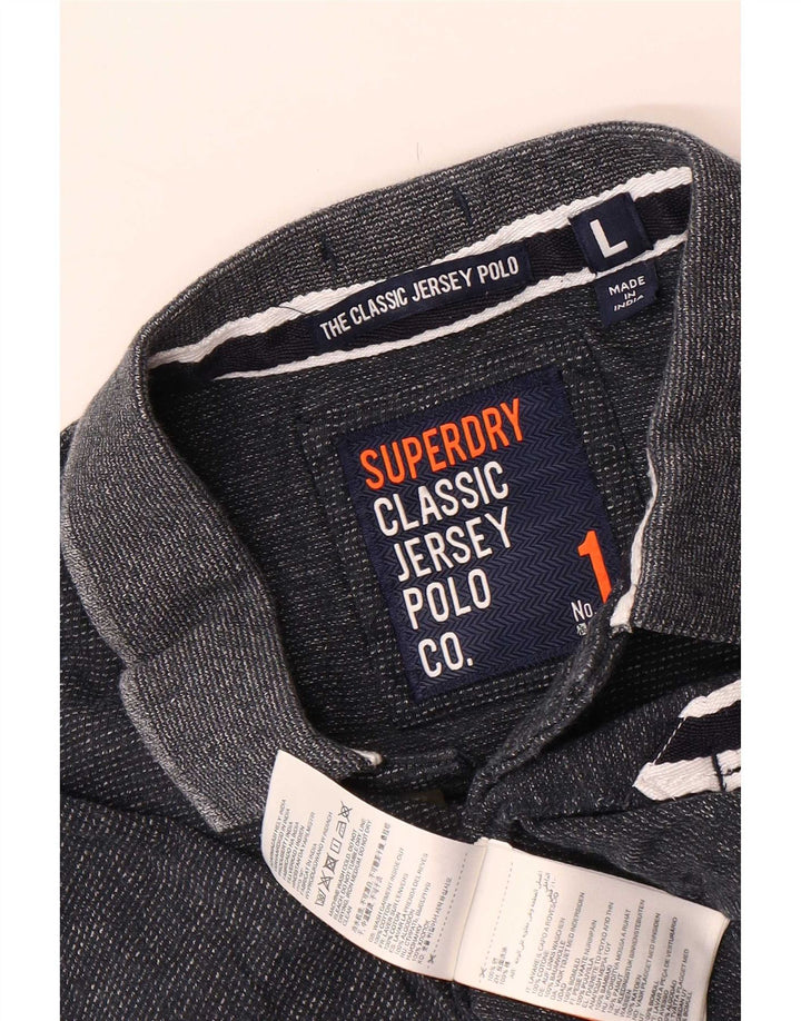 Superdry Polo para hombre de algodón moteado en azul marino grande