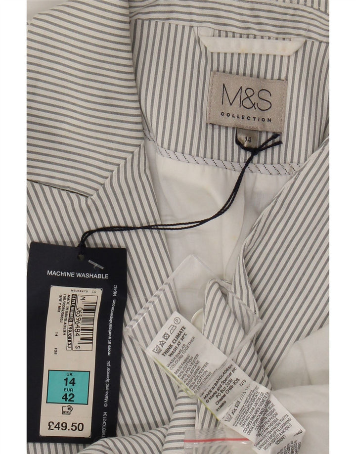 Marks & Spencer Chaqueta tipo blazer de 1 botón para mujer Reino Unido 44 Grande Gris a rayas