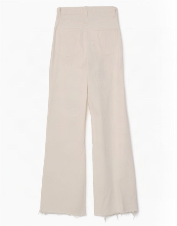 Zara Vaqueros de pierna ancha y cintura alta para mujer EU 34 2XS W24 L33 Algodón blanco roto