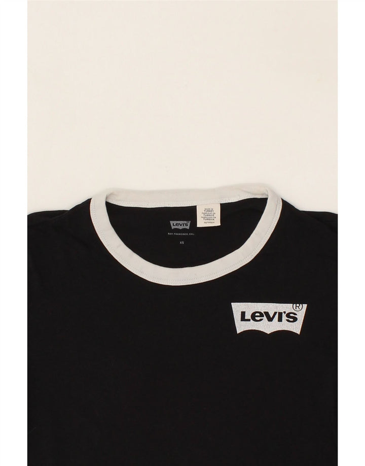 LEVI'S Womens T-Shirt Top UK 6 XS Black Vintage Levi's and Second-Hand Levi's from Messina Hembry 