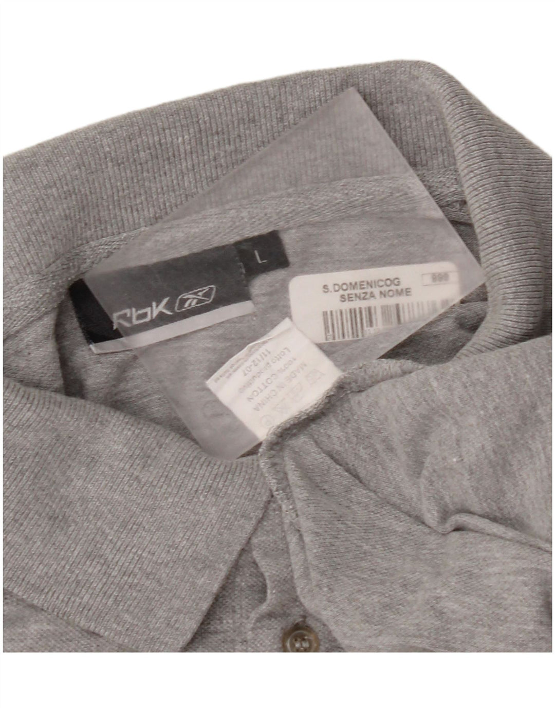 Polo Reebok para hombre de algodón moteado gris grande