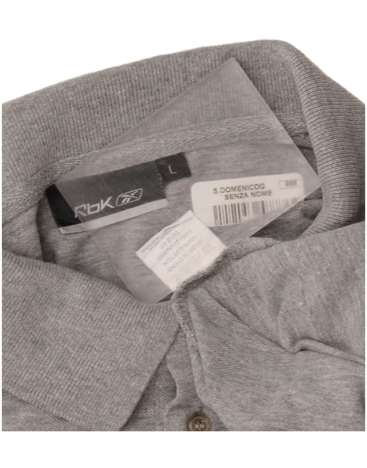 Polo Reebok para hombre de algodón moteado gris grande