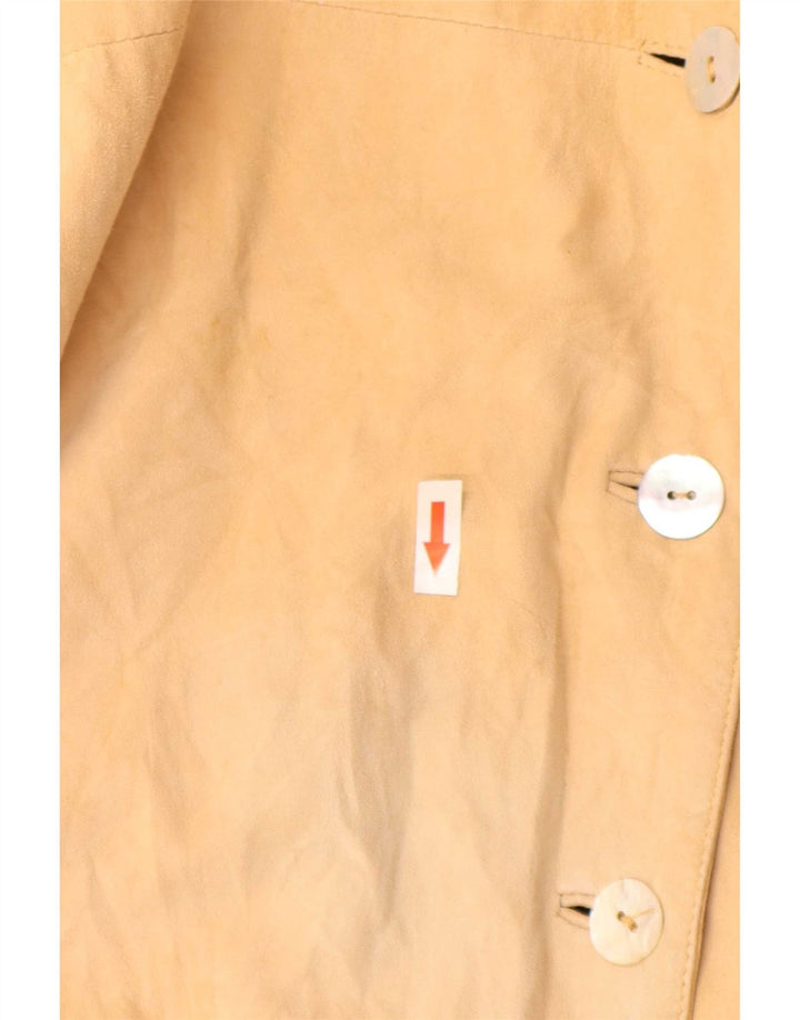 Vintage mujer 4 botones ante Blazer chaqueta EU 42 grande beige