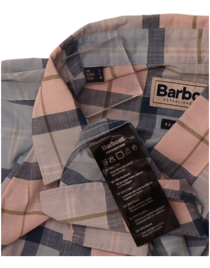 BARBOUR Hombre Regular Fit Camisa De Manga Corta De Algodón A Cuadros Azul Medio