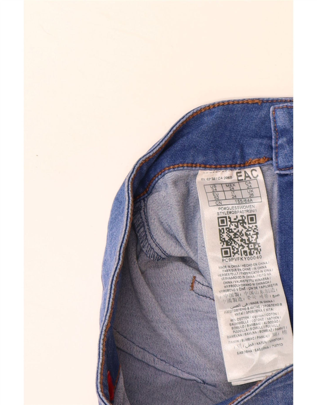 GUESS Vaqueros pitillo de cintura alta para mujer W24 L28 Algodón azul