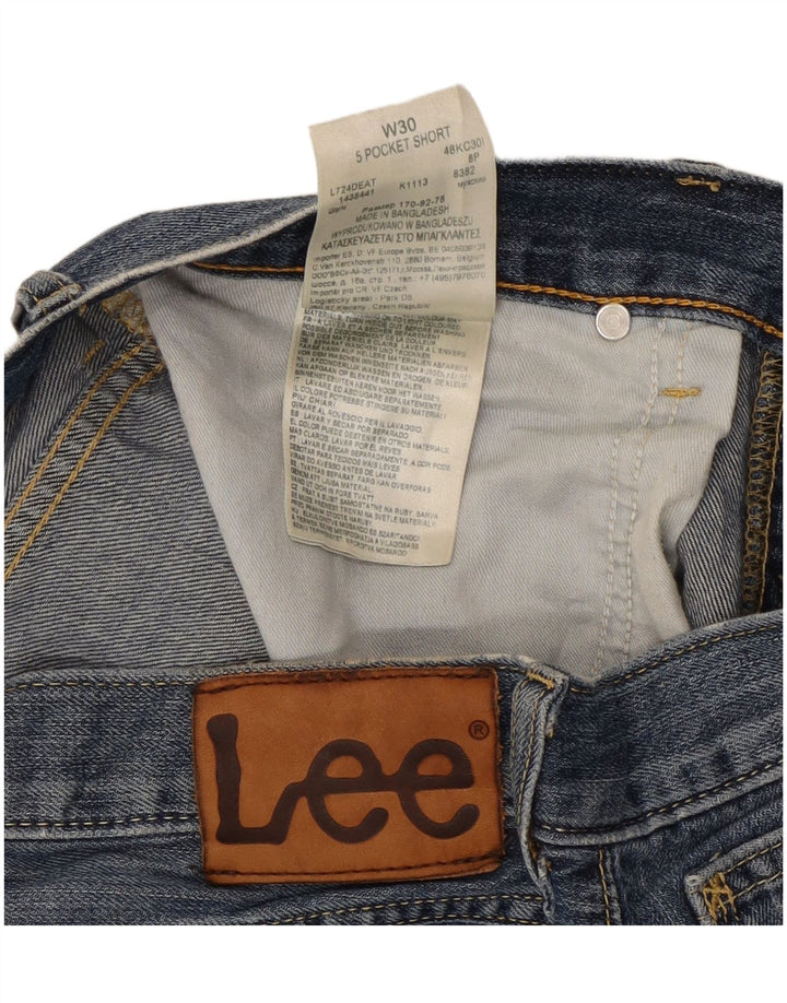 Lee Pantalones Cortos De Mezclilla Con 5 Bolsillos Para Hombre W30 Algodón Azul Medio
