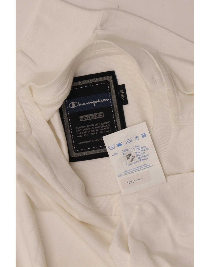 Champion Camiseta De Manga Larga Para Hombre Algodón Blanco Grande