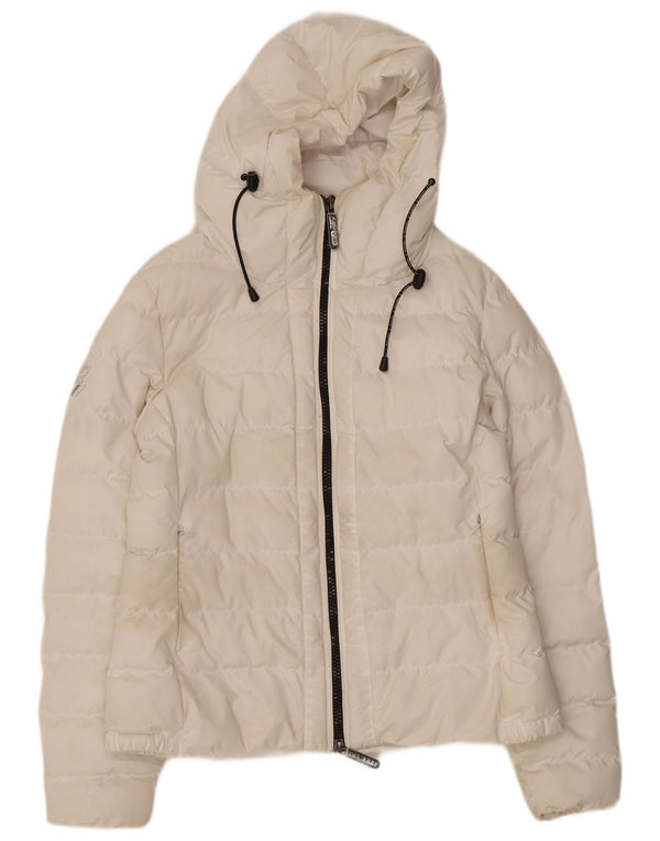 Superdry Chaqueta Acolchada Con Capucha Para Mujer UK 42 Poliéster Blanco Mediano