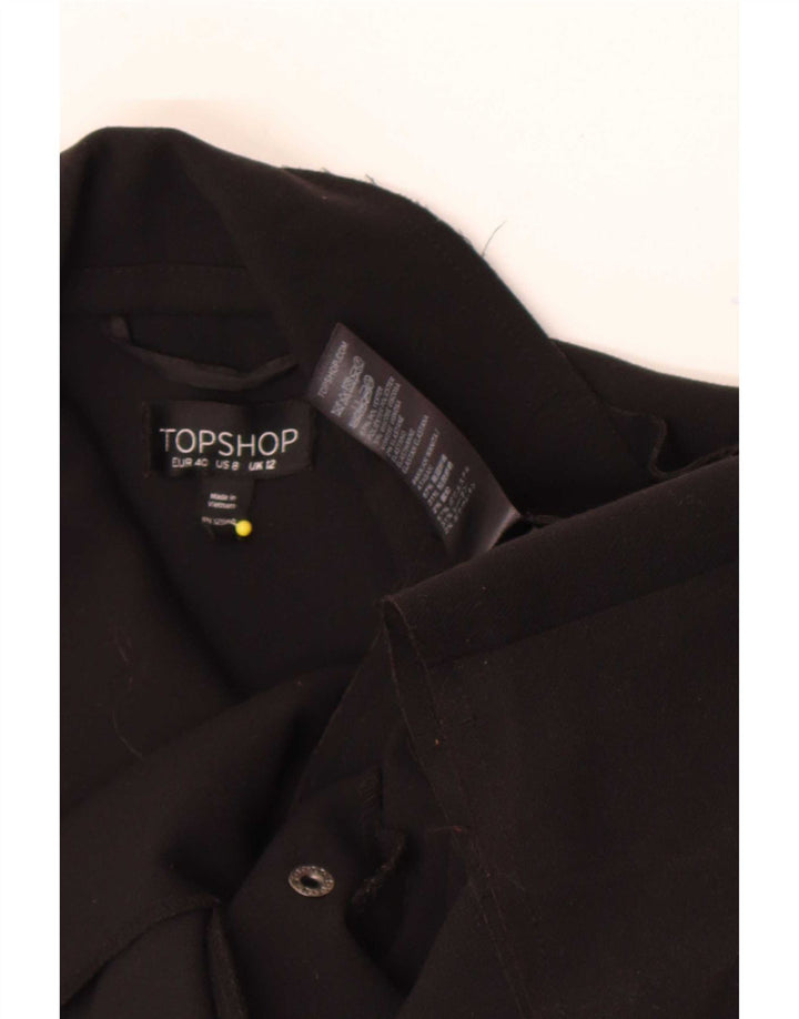 Topshop Gabardina corta para mujer UK 42 Poliéster negro mediano