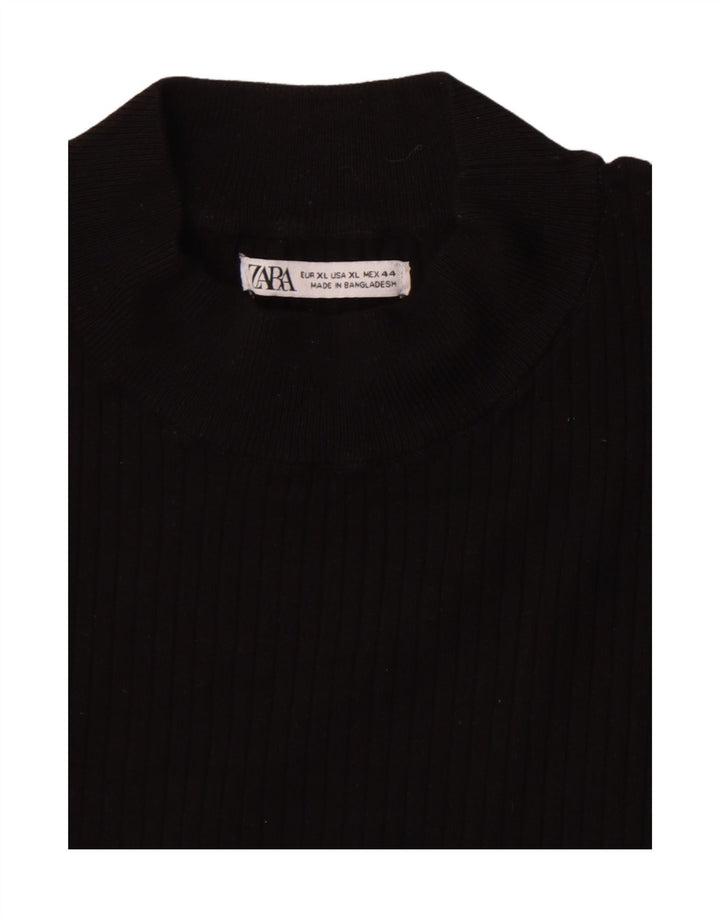 Zara Mujer Top Manga Larga ES 40 XL Negro