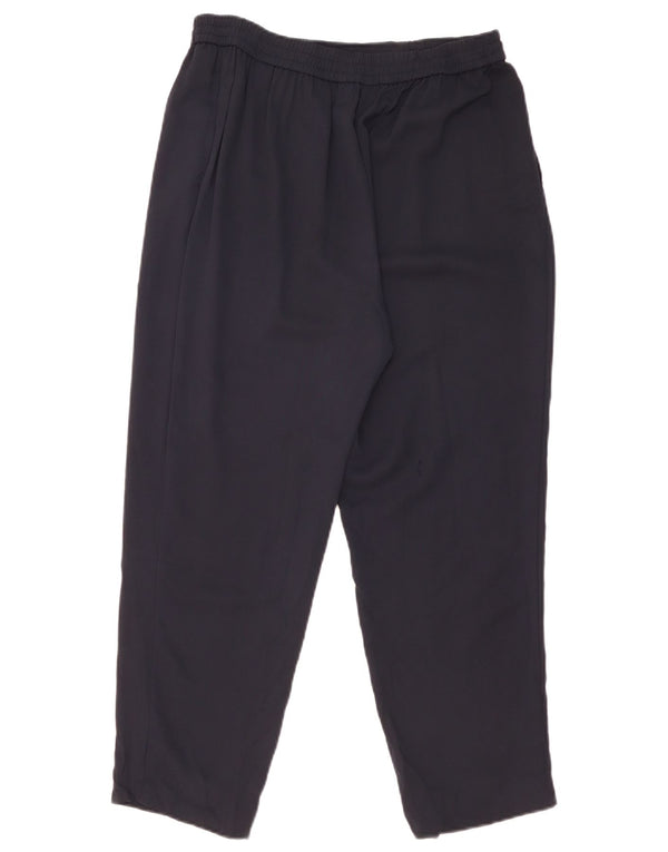 Zara Womens High Waist Tapered Cropped Trousers Large W30 L25 Navy Blue