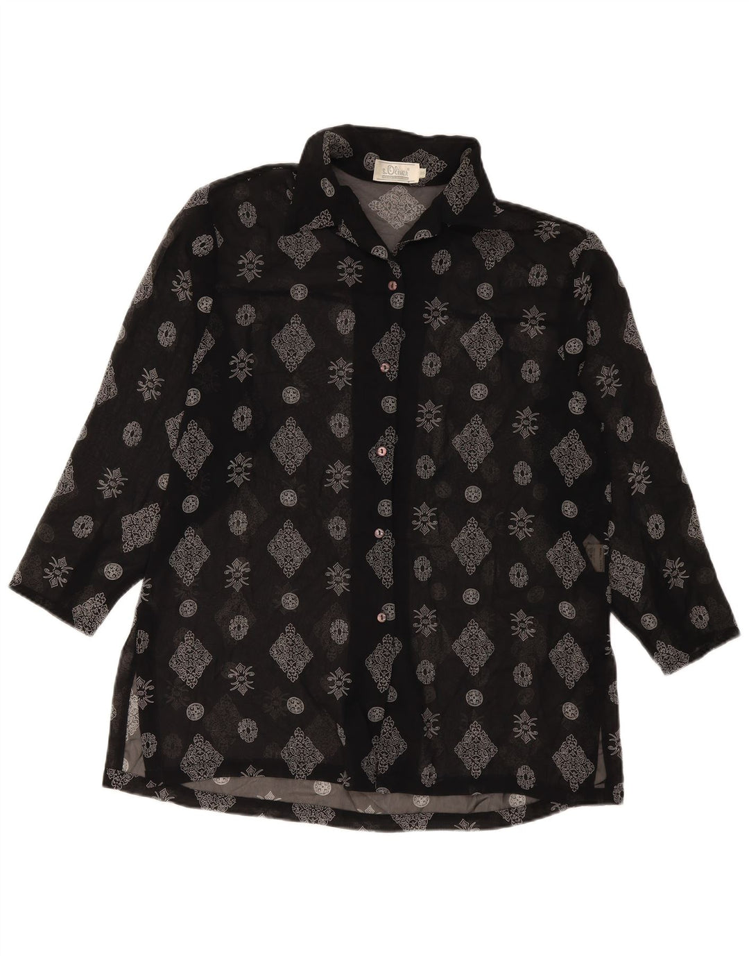 S.Oliver Blusa larga para mujer EU 36 Poliéster floral negro pequeño