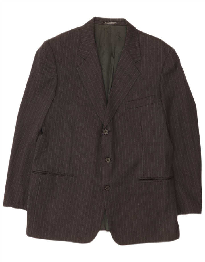 Trussardi Chaqueta tipo blazer de 3 botones para hombre IT 52 XL Lana virgen gris a rayas diplomáticas