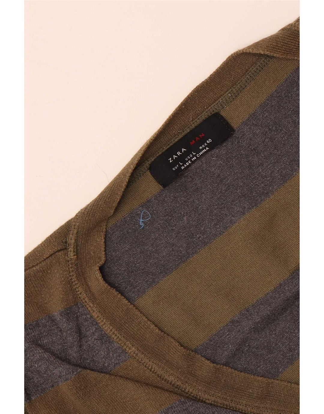 Zara Hombre Cárdigan Sueter Grande Caqui Rayas