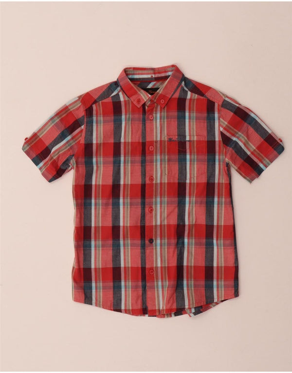BEN SHERMAN Camisa Manga Corta Niño 8-9 Años Cuadros Rojo Algodón