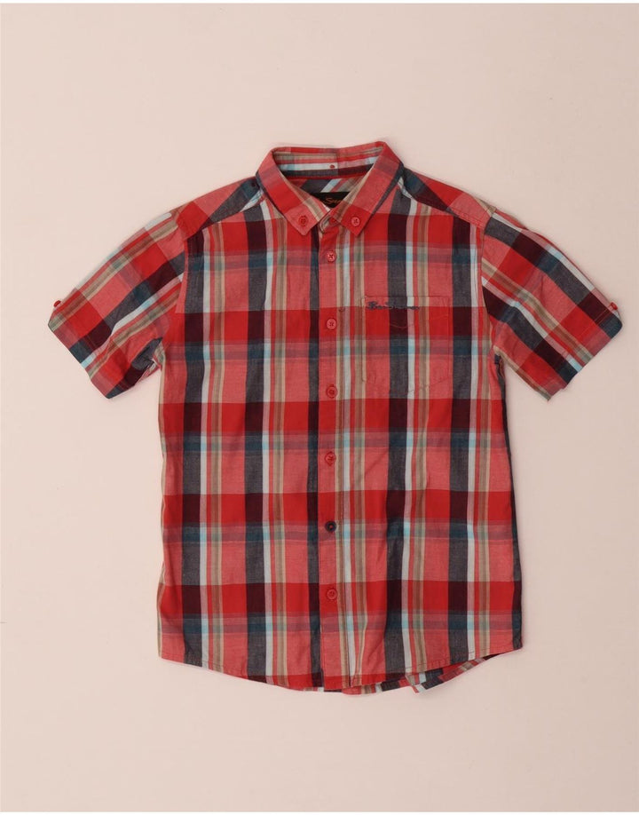 BEN SHERMAN Camisa Manga Corta Niño 8-9 Años Cuadros Rojo Algodón
