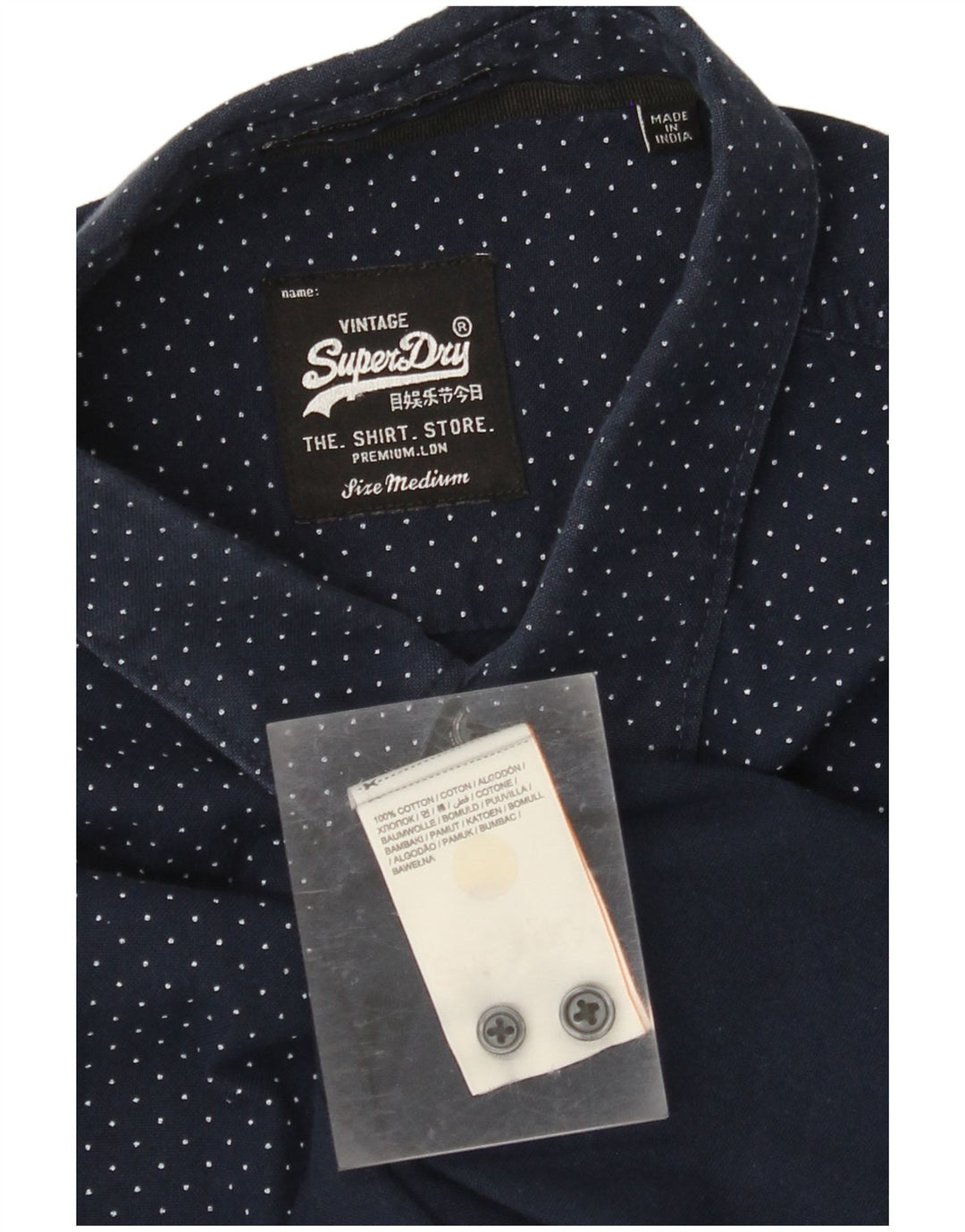 Camisa SUPERDRY Hombre Algodón Moteado Azul Marino Mediano