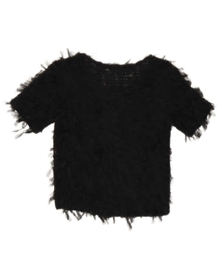 Zara Mujer Crop See Through Blusa Top Reino Unido 8 Pequeño Negro