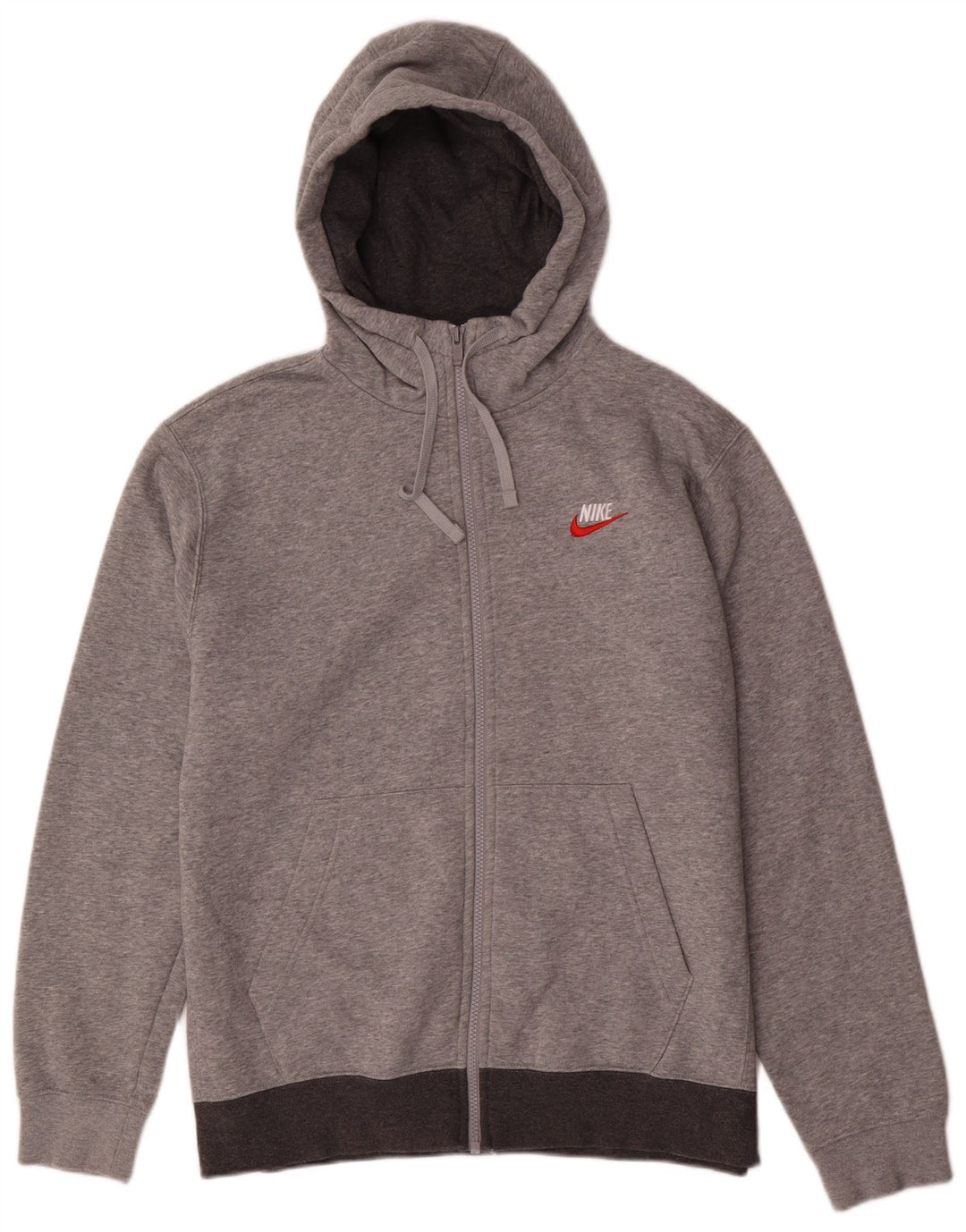 Nike - Sudadera con capucha y cremallera para hombre, algodón gris medio con bloques de color