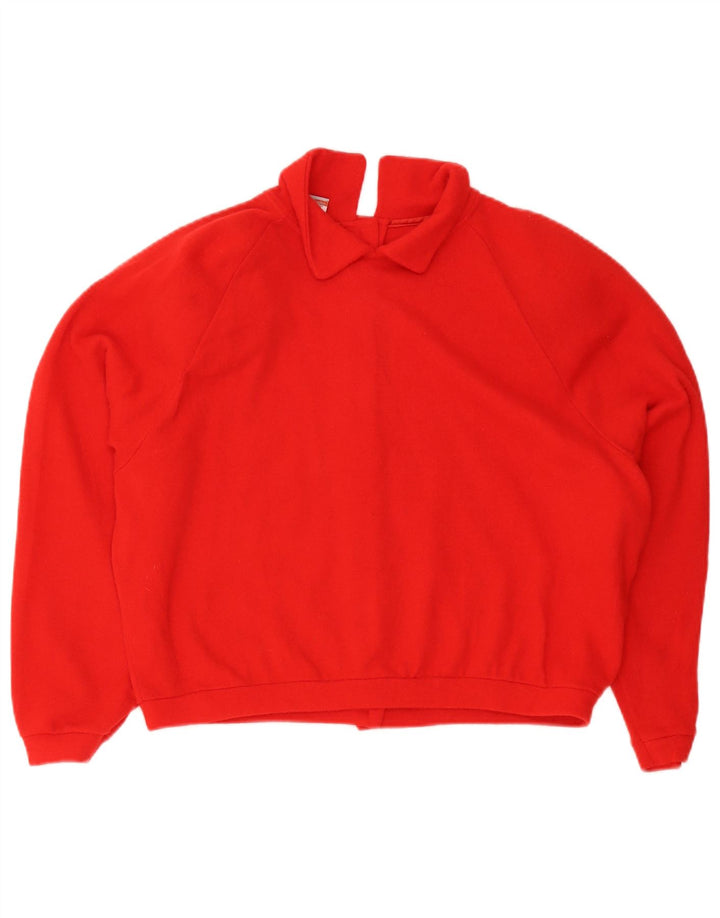 Stefanel Suéter extragrande con cuello tipo polo para mujer, talla 44, color rojo medio