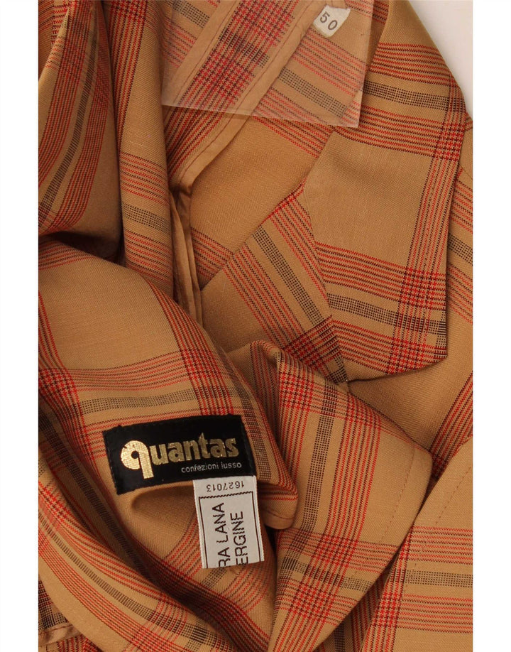 Quantas Chaqueta tipo blazer de 2 botones para hombre IT 50 Large Brown Check Wool