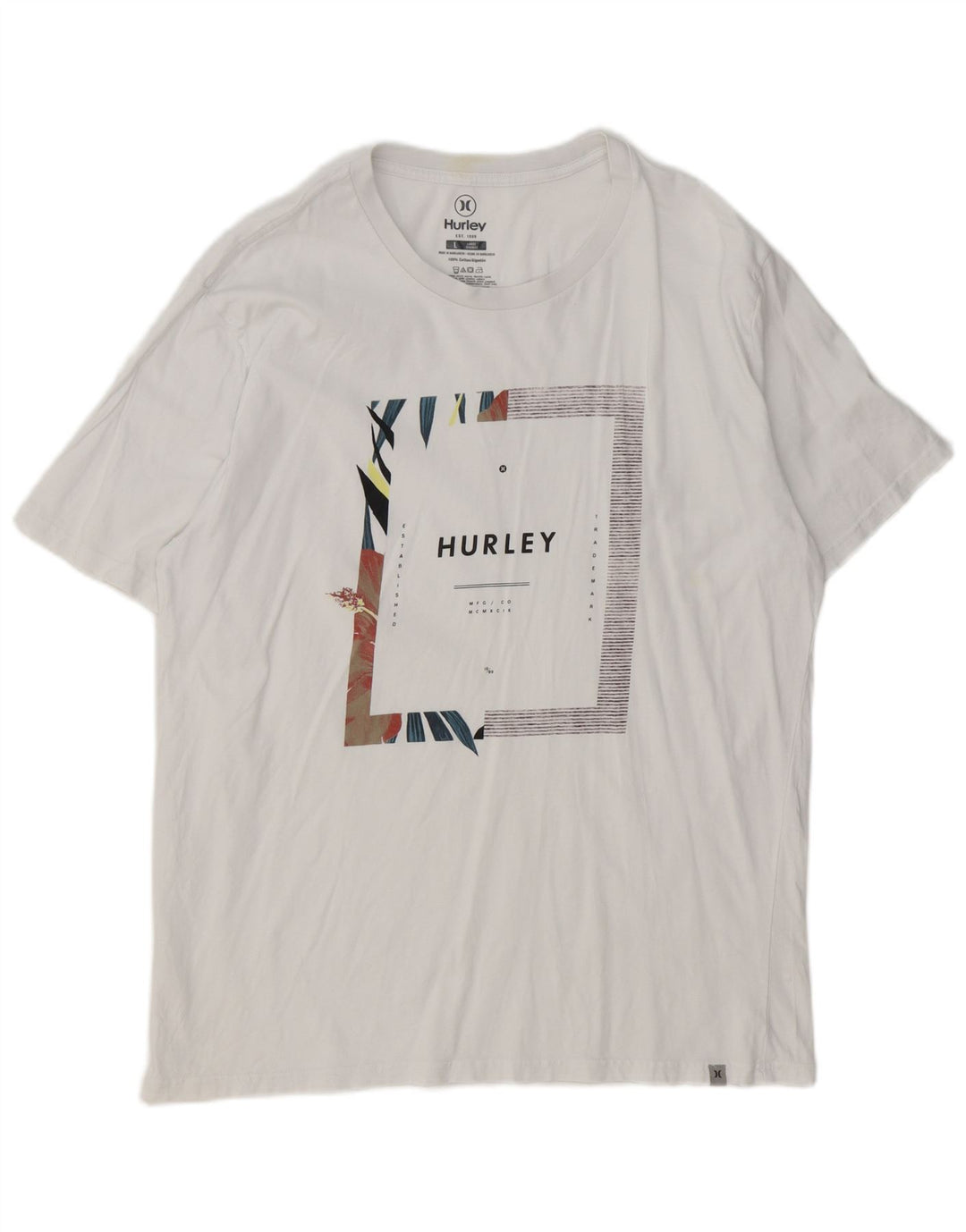 Hurley - Camiseta gráfica para hombre, talla grande, algodón blanco