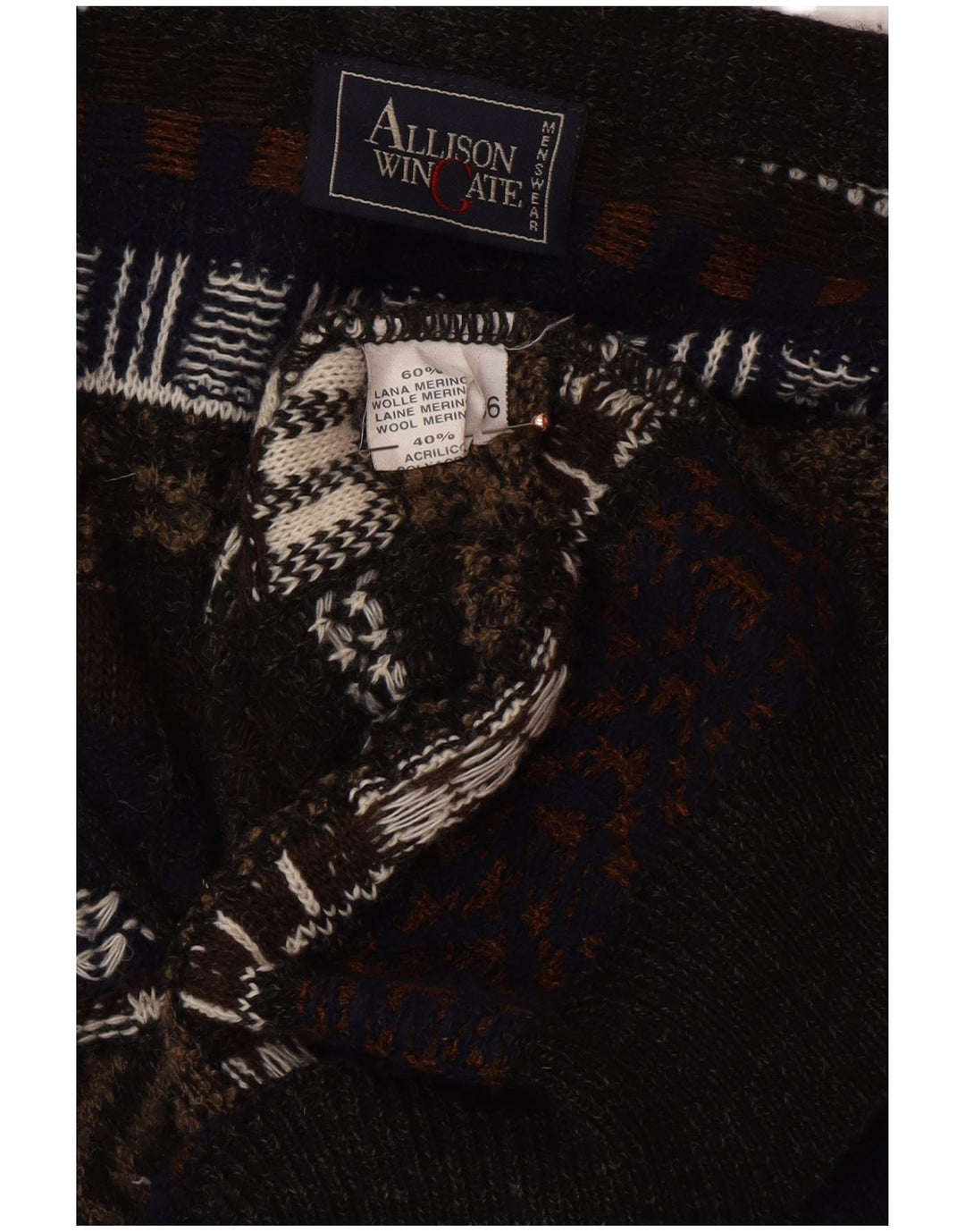 ALLISON WINGATE Suéter tipo cárdigan para hombre IT 56 2XL Multicolor Fair Isle