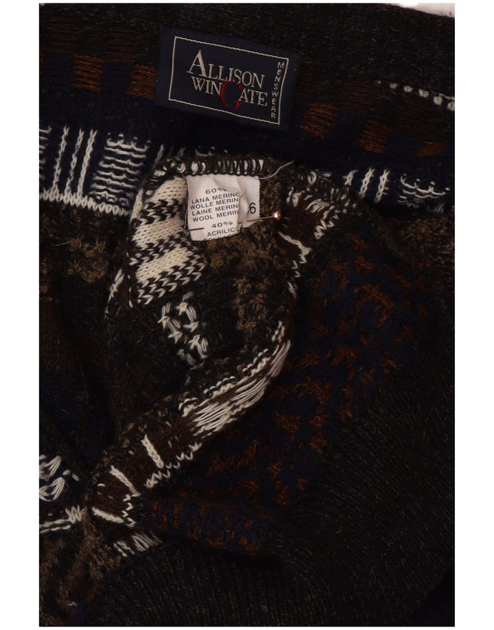 ALLISON WINGATE Suéter tipo cárdigan para hombre IT 56 2XL Multicolor Fair Isle