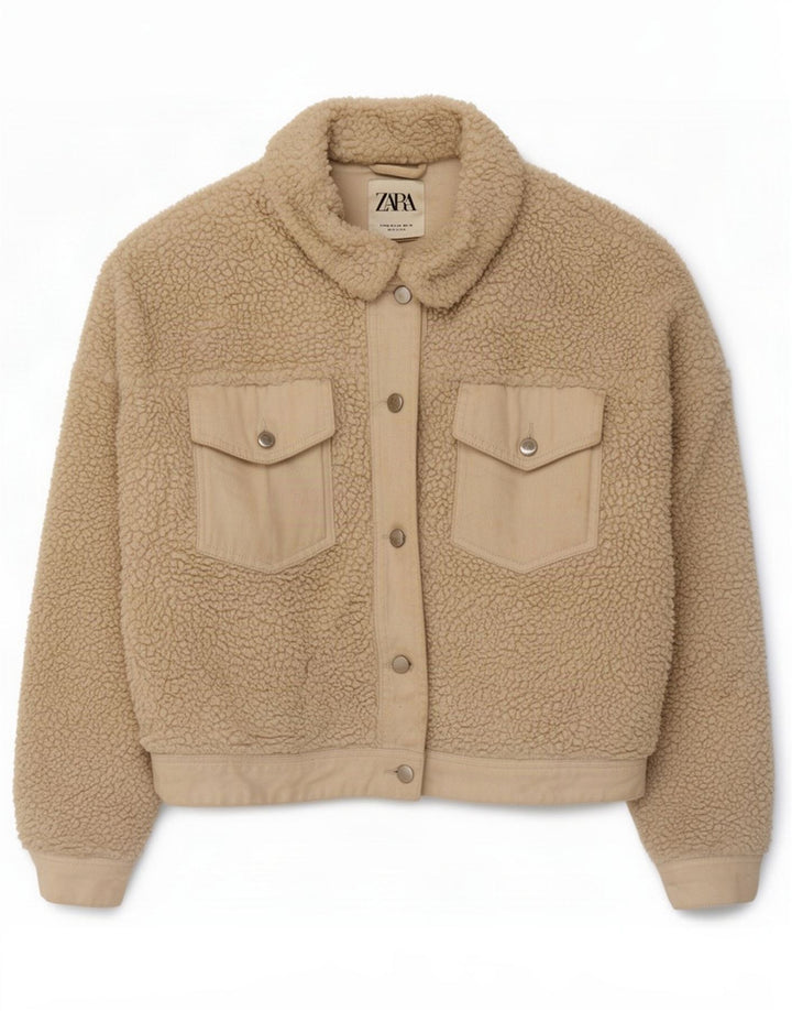 Zara Chaqueta polar extragrande para mujer UK 6 XS Off White Poliéster