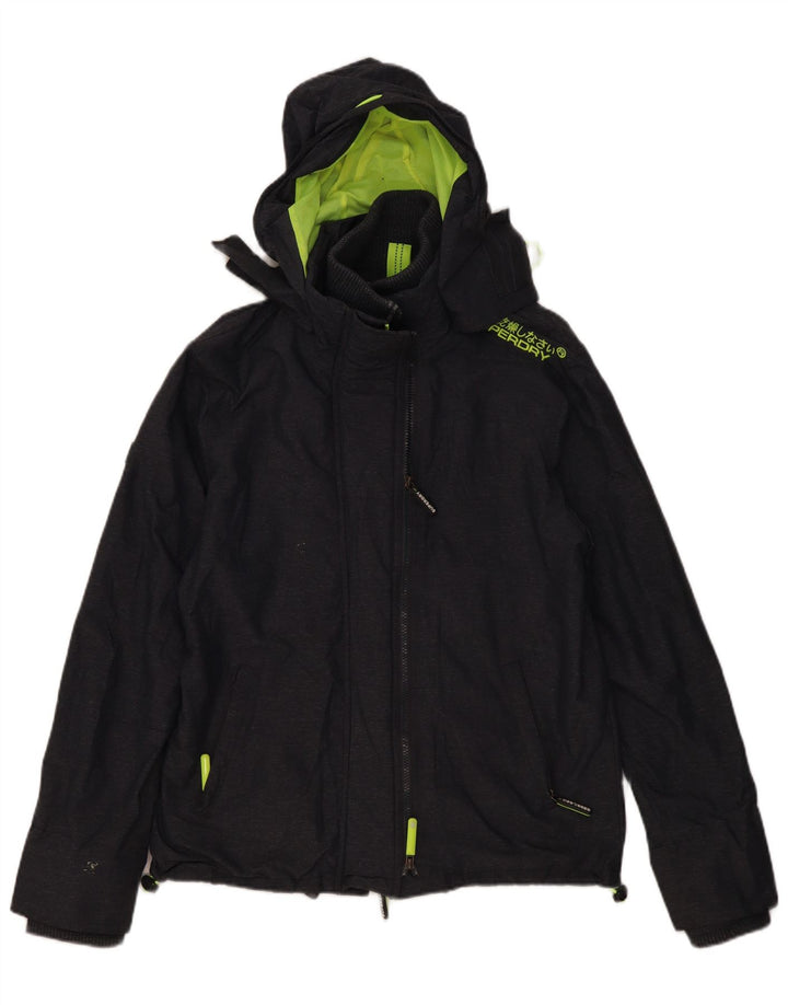 SUPERDRY Chaqueta cortavientos con estampado Windcheater para mujer, talla 40, talla grande, gris